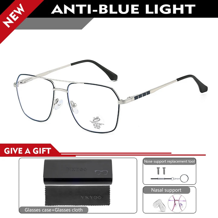 Vicky Unisex Full Rim Square Double Bridge Alloy Reading Glasses 6908 Reading Glasses Vicky -150 6908-C5 