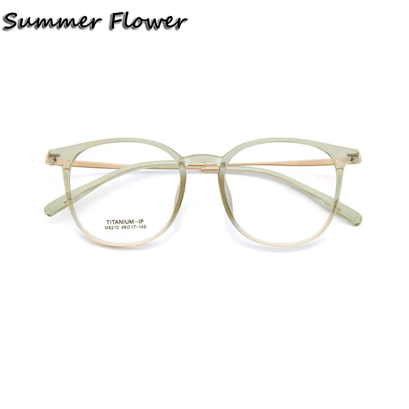 Summer Flower Women's Full Rim Square Tr 90 Titanium Eyeglasses 88210 Full Rim Summer Flower Green Orange