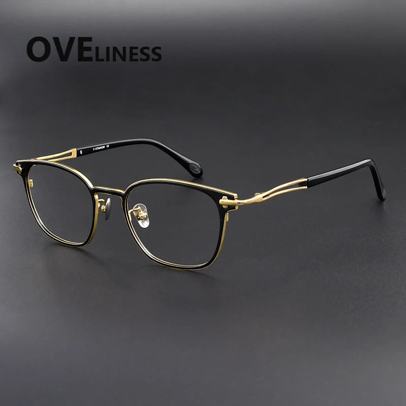 Oveliness Unisex Full Rim Square Acetate Titanium Eyeglasses 369140
