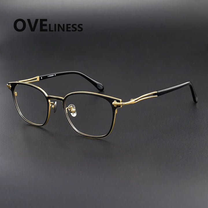Oveliness Unisex Full Rim Square Acetate Titanium Eyeglasses 369140