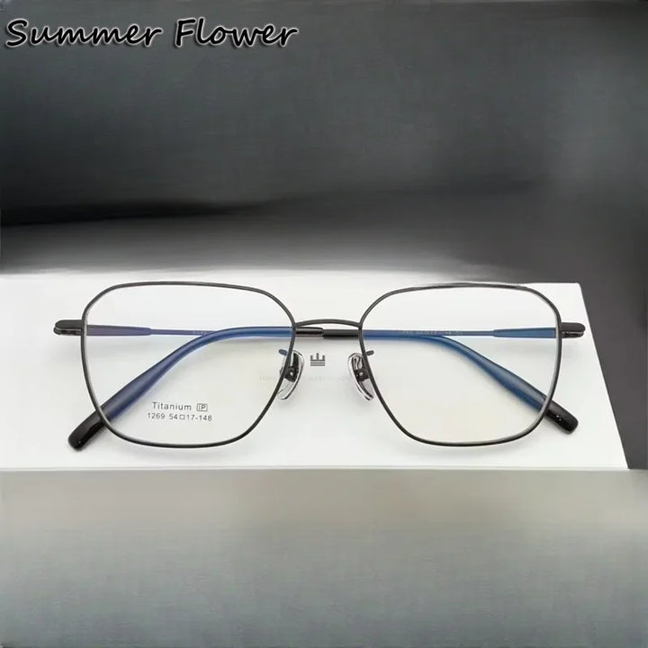 Summer Flower Unisex Full Rim Polygonal Titanium Eyeglasses  611269