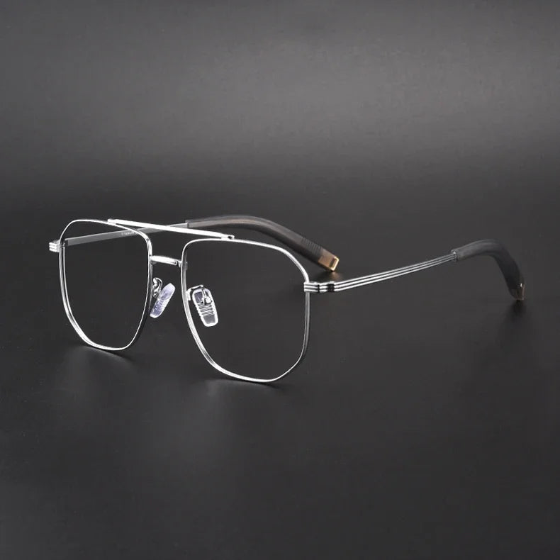 Aror Unisex Full Rim Square Double Bridge Titanium Eyeglasses 40942 Full Rim Aror C3