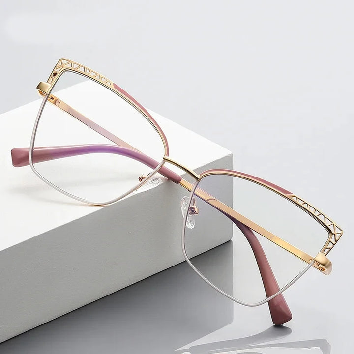 Laoyehui Women's Full Rim Square Cat Eye Alloy Eyeglasses L3106 Reading Glasses Laoyehui   