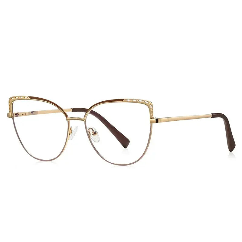 Vicky Women's Full Rim Large Cat Eye Round Alloy Reading Glasses PFD3112 — view 2 | Vicky at FuzWeb