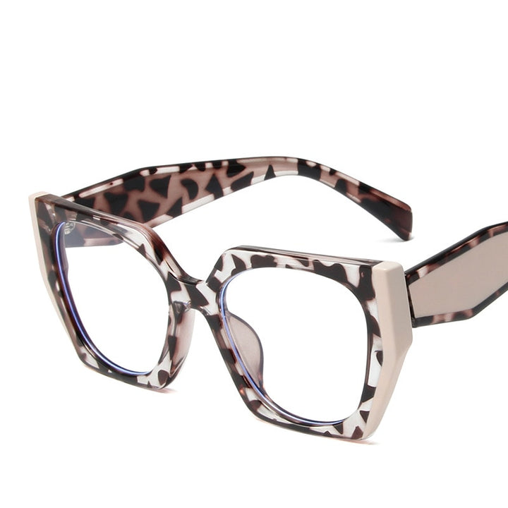 CCspace Women's Full Rim Square Cat Eye Tr 90 Titanium Eyeglasses 56790 Full Rim CCspace C6Leopard  