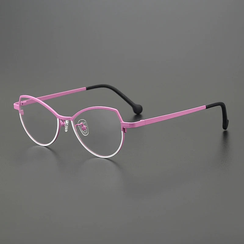 Gatenac Unisex Full Rim Brow Line Cat Eye Titanium Eyeglasses Gxy85848