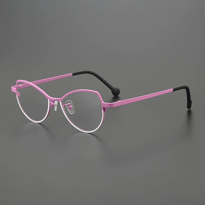 Gatenac Unisex Full Rim Brow Line Cat Eye Titanium Eyeglasses Gxy85848