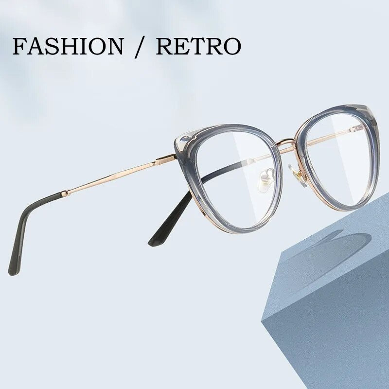 Yimaruili Women's Full Rim Cat Eye Alloy Eyeglasses 87007 Full Rim Yimaruili Eyeglasses   