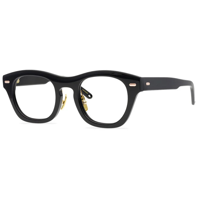 Black Mask Unisex Full Rim Acetate Square Eyeglasses 9558 Full Rim Black Mask Black  