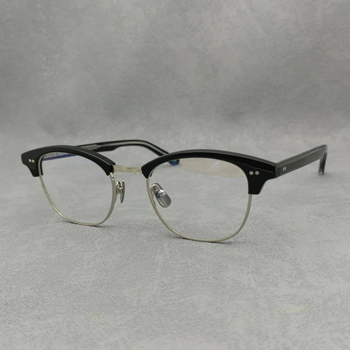 Blackmask Unisex Semi Rim Square Acetate Eyeglasses Fuz 7