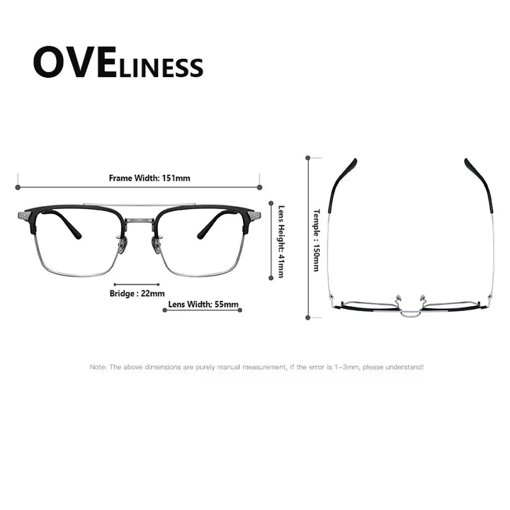 Oveliness Men's Full Rim Square Double Bridge Titanium Eyeglasses 981085