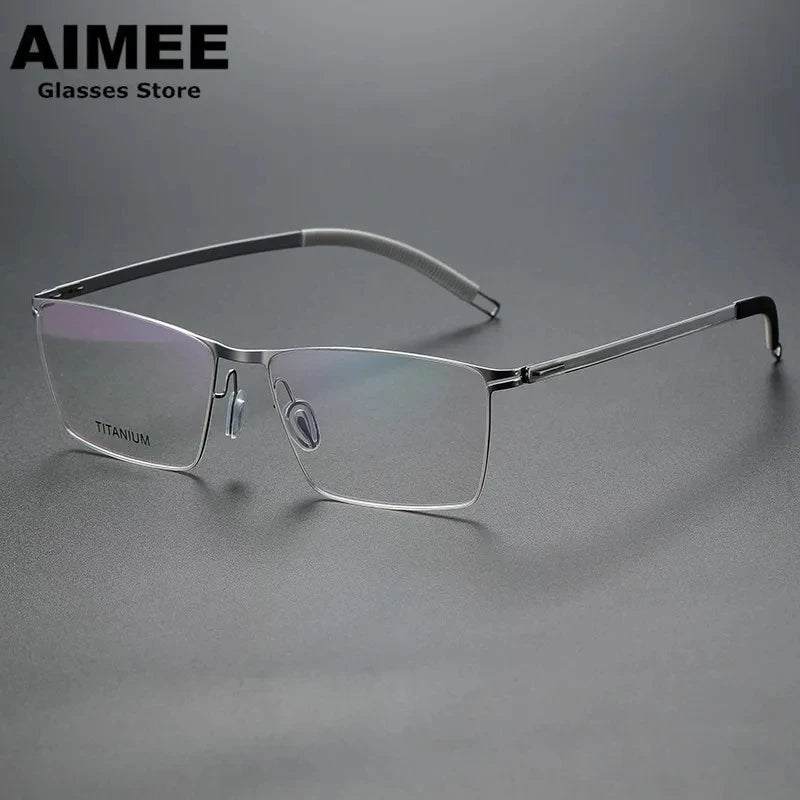 Aimee Unisex Full Rim Square Screwless Titanium Eyeglasses 46119 Full Rim Aimee   