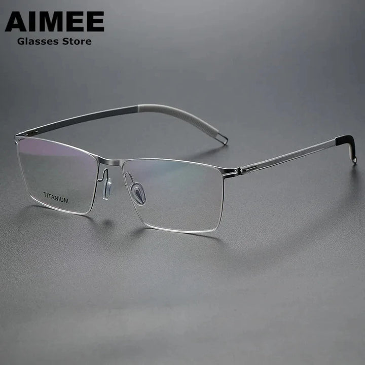 Aimee Unisex Full Rim Square Screwless Titanium Eyeglasses 46119 Full Rim Aimee   