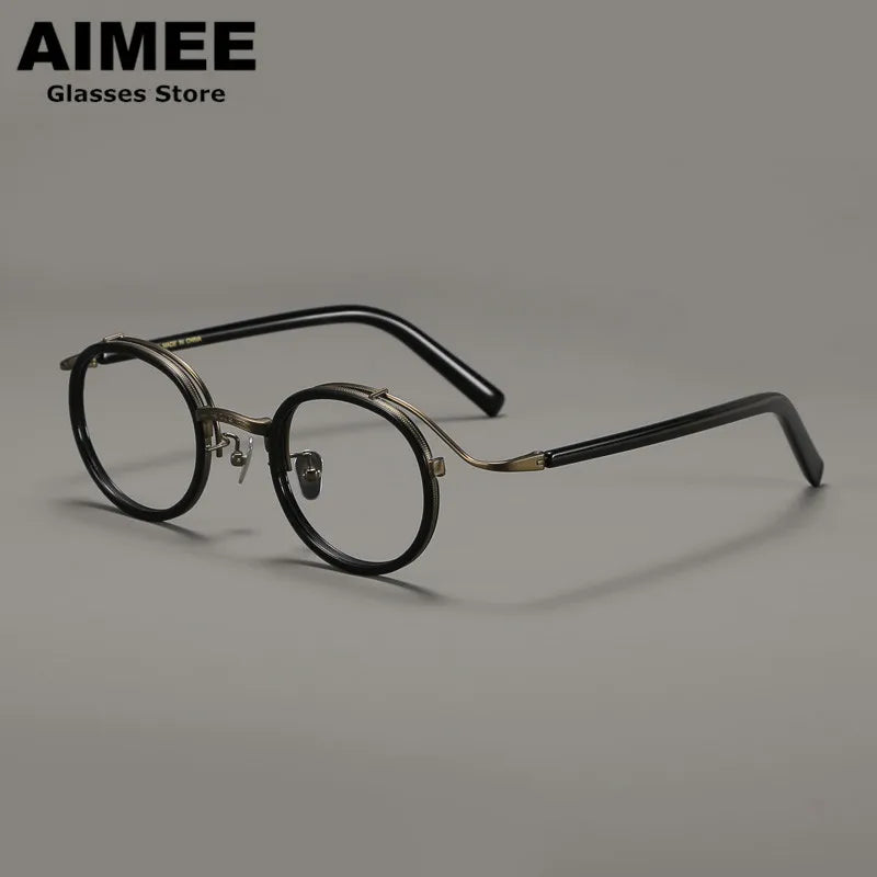 Aimee Unisex Full Rim Big Round Titanium Acetate Eyeglasses 82526