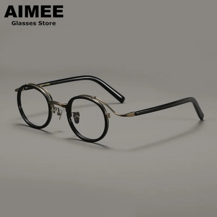 Aimee Unisex Full Rim Big Round Titanium Acetate Eyeglasses 82526