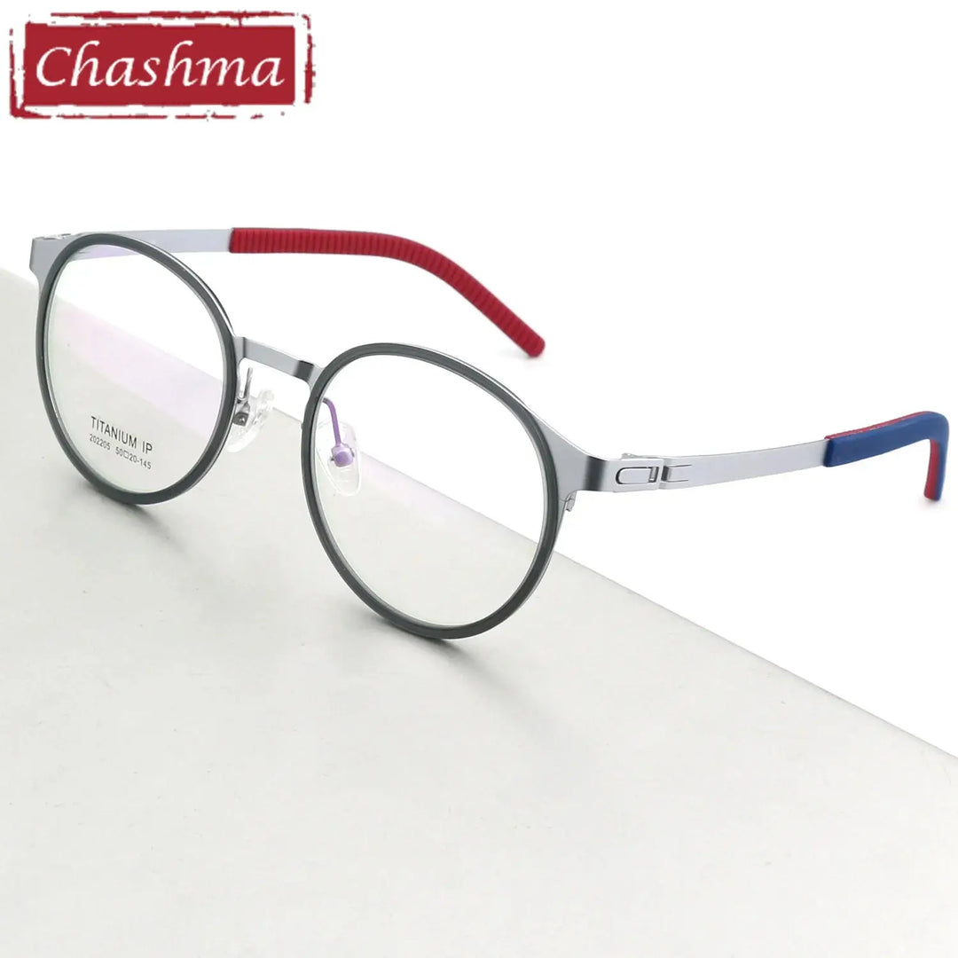 Chashma Ottica Unisex Full Rim Round Titanium Sport Eyeglasses 202205 FuzWeb