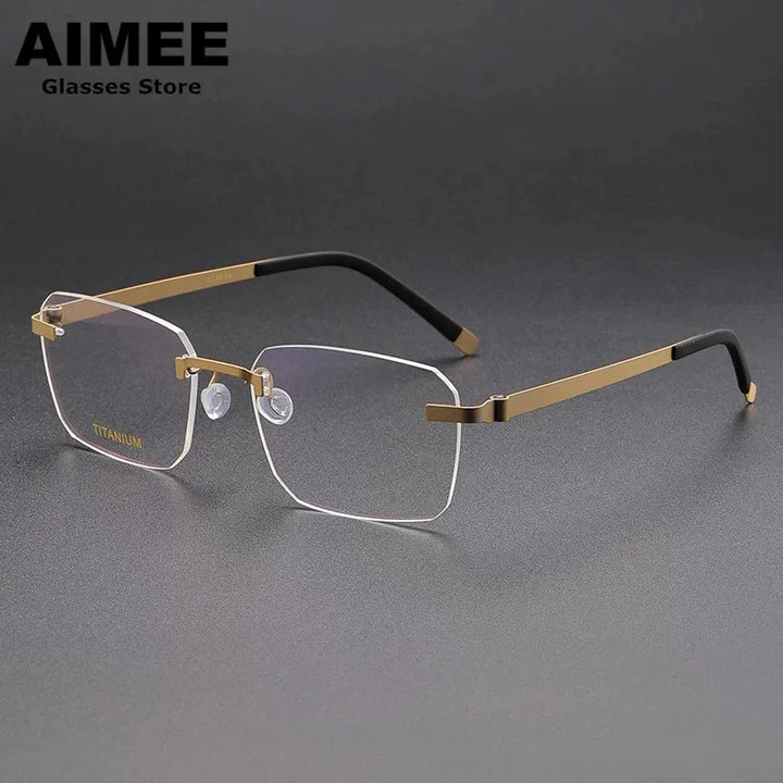 Aimee Women's Rimless Square Screwless Titanium Eyeglasses 24341