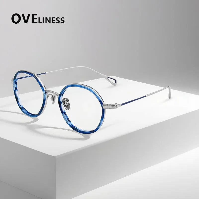 Oveliness Women's Full Rim Polygon Acetate Titanium Eyeglasses 922142