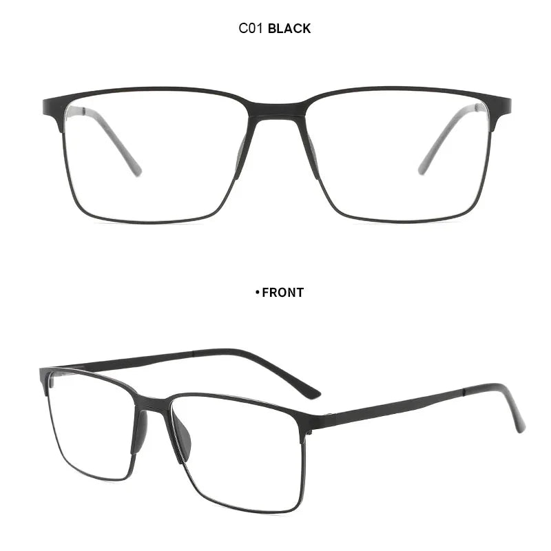 Kansept Men's Full Rim Square Alloy Eyeglasses P8501 Full Rim Kansept M1 BLACK  