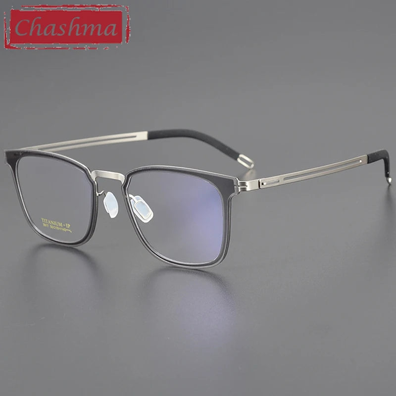 Chashma Unisex Full Rim Square Acetate Titanium Eyeglasses 9917 Full Rim Chashma Silver  