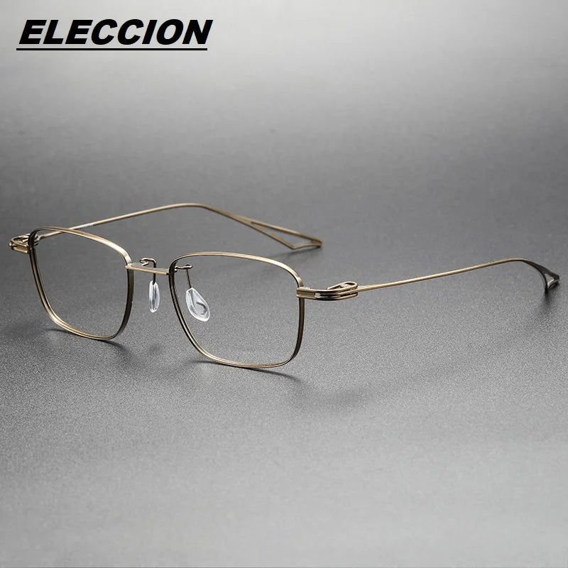 Eleccion Unisex Full Rim Polygon Square Titanium Eyeglasses 15353 Full Rim Eleccion Bronze CHINA