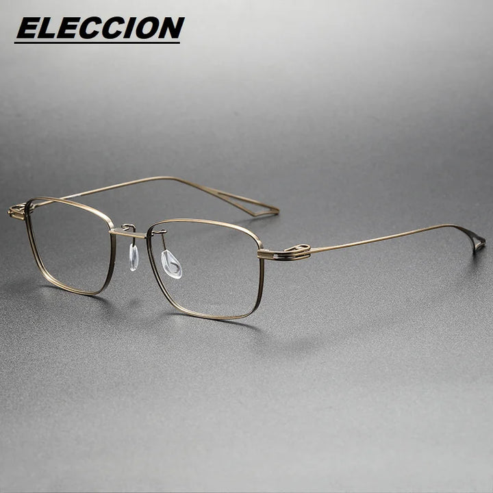 Eleccion Unisex Full Rim Polygon Square Titanium Eyeglasses 15353 Full Rim Eleccion Bronze CHINA