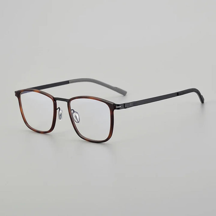 Black Mask Unisex Full Rim Square Alloy Acetate Eyeglasses 9601 Full Rim Black Mask Tortoise-Black  