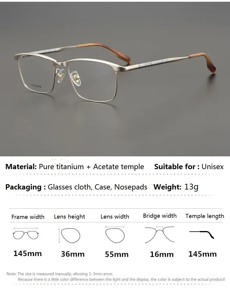 Bobbie 611900 Men’s 145mm Full Rim Square Titanium Frames — view 2 | Bobbie at FuzWeb