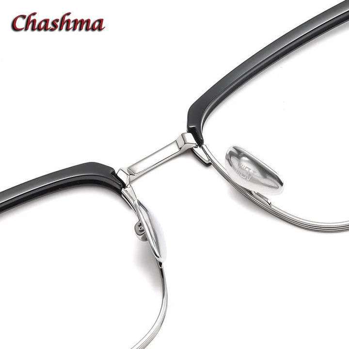 Chashma Ochki Unisex Full Rim Square Acetate Titanium Eyeglasses 7001 Full Rim Chashma Ochki   