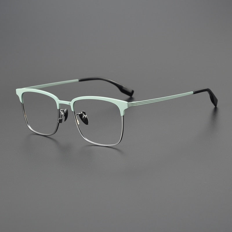 Gatenac Unisex Full Rim Square Acetate Titanium Eyeglasses Gxyj1066 Full Rim Gatenac Green  