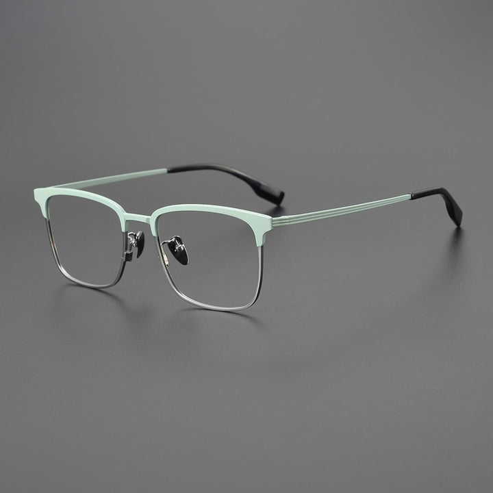 Gatenac Unisex Full Rim Square Acetate Titanium Eyeglasses Gxyj1066 Full Rim Gatenac Green  