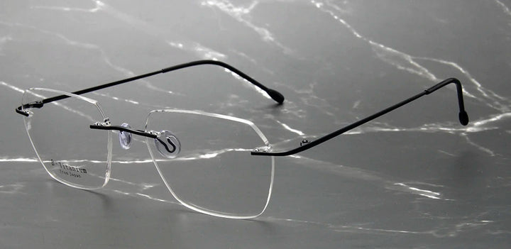 Esnbie Women's Rimless Small Polygon Square Titanium Eyeglasses 243210