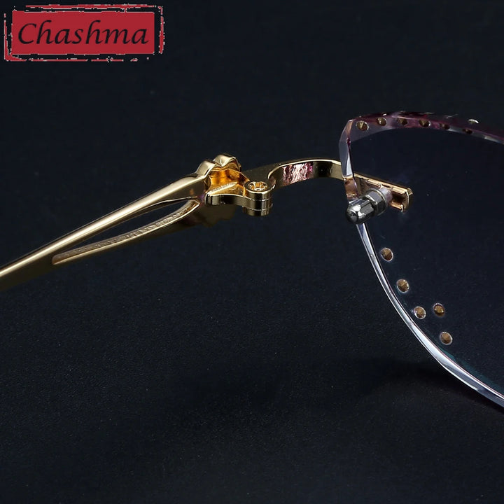 Chashma Women's Rimless Cat Eye Oval Titanium Alloy Eyeglasses 58061 Rimless Chashma   