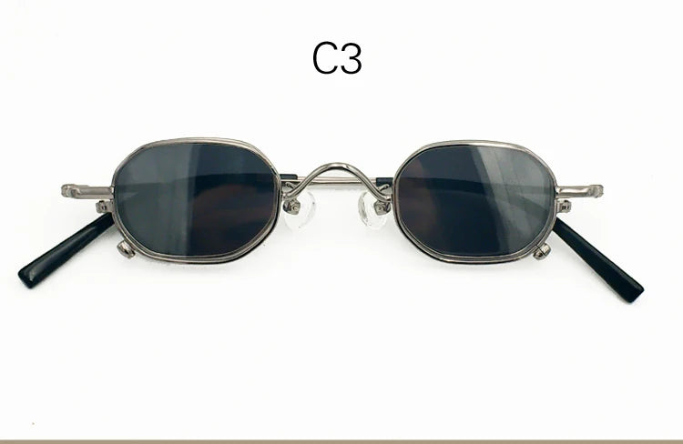 Yujo Women's Full Rim Polygon Square Alloy Eyeglasses Flip Out Sunglasses 14135