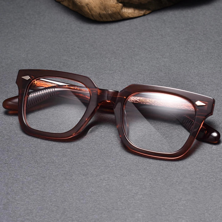 Black Mask Unisex Full Rim Brow Line Square Acetate Eyeglasses 48140