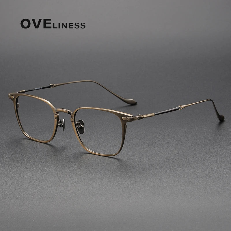 Oveliness Unisex Full Rim Square Titanium Eyeglasses  Om3135 Full Rim Oveliness bronze  