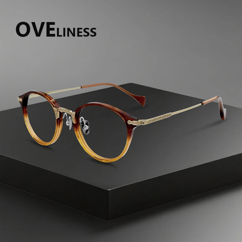 Oveliness Women's Full Rim Round Titanium Acetate Eyeglasses 926008