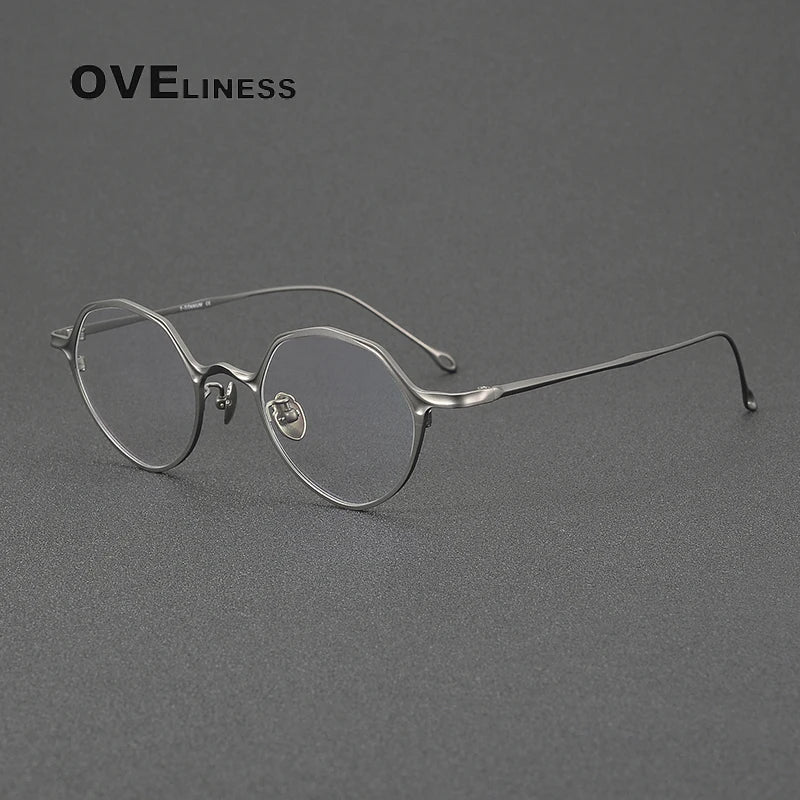 Oveliness Unisex Full Rim Irregular Round Titanium Eyeglasses 42619 Full Rim Oveliness gun