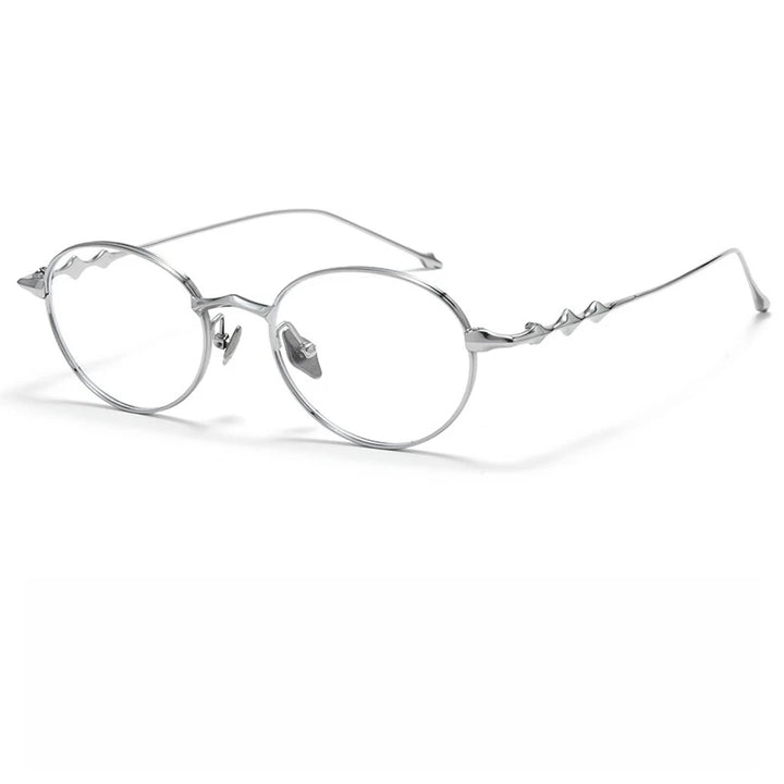 Yimaruili Unisex Full Rim Round Oval Titanium Eyeglasses 20852