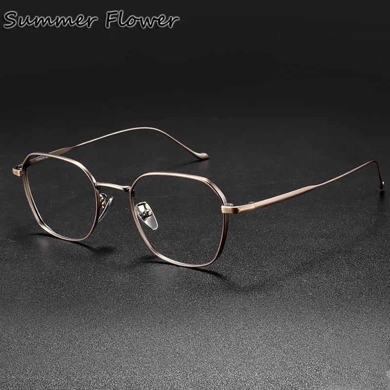 Summer Flower Women's Full Rim Polygon Titanium Eyeglasses 369316