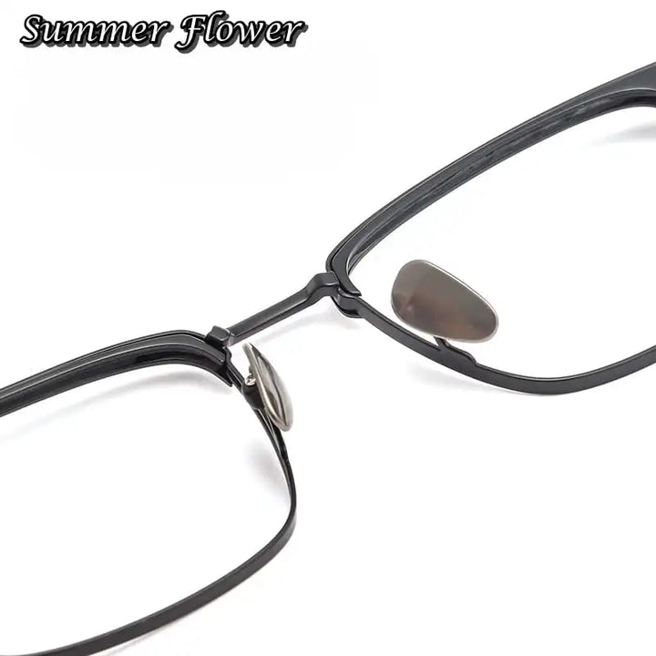 Summer Flower Men's Full Rim Square Titanium Eyeglasses 617010
