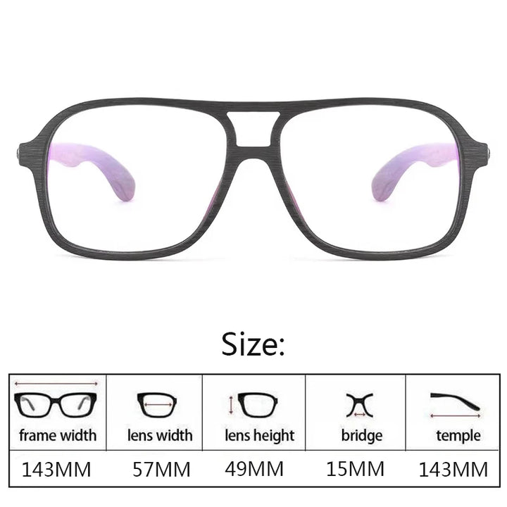 Hdcrafter Unisex Full Rim Double Bridge Square Wood Frames 458000 — view 2 | Hdcrafter Eyeglasses at FuzWeb