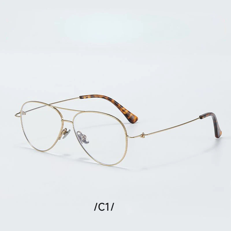Aror Unisex Full Rim Oval Double Bridge Titanium Eyeglasses 30918