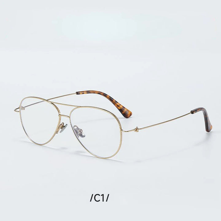 Aror Unisex Full Rim Oval Double Bridge Titanium Eyeglasses 30918