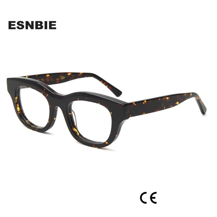 Esnbie Unisex Full Rim Square Thick Acetate Eyeglasses 23040 Full Rim Esnbie   