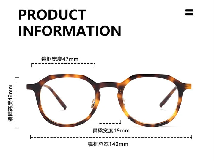 Black Mask Unisex Full Rim Flat Top Oval Acetate Titanium Eyeglasses 368112