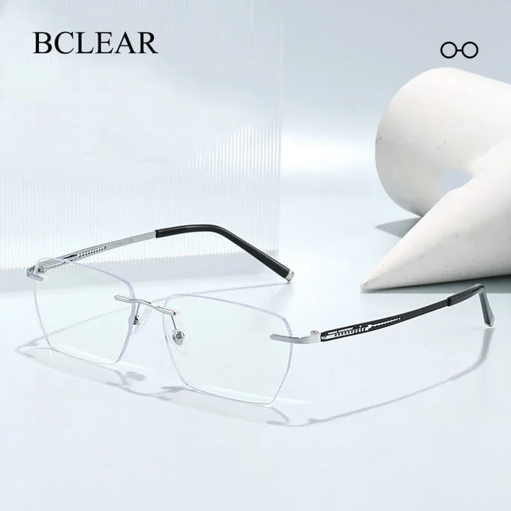 Bclear Unisex Rimless Polygon Square Titanium Eyeglasses 664108