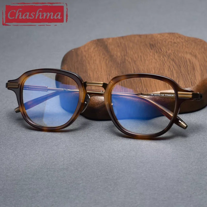 Chashma Unisex Full Rim Oval Square Acetate Titanium Eyeglasses 778828