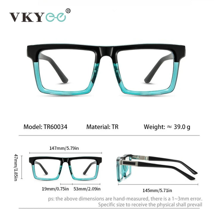 Vicky Men's Full Rim Square Brow Line Tr 90 Alloy Reading Glasses 360034