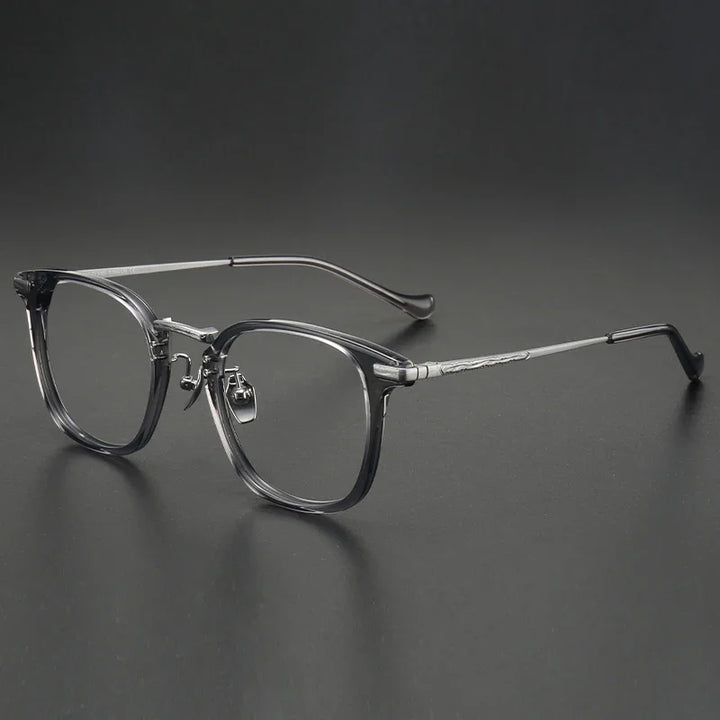 Aror Unisex Full Rim Square Titanium Acetate Eyeglasses 10141 Full Rim Aror C4